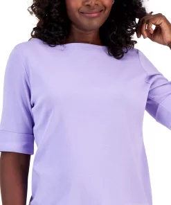 Karen Scott Cotton Boat-Neck Top, Created For Macy's -CeCe cloth-shop 23187943 fpx