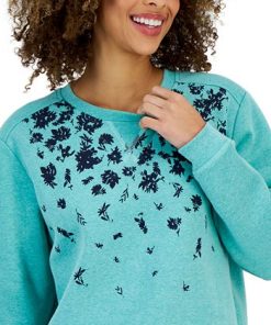 Karen Scott Women's Floral-Print Fleece Sweatshirt, Created For Macy's 2 Karen Scott Women's Floral-Print Fleece Sweatshirt, Created For Macy's -CeCe cloth-shop 23197042 fpx
