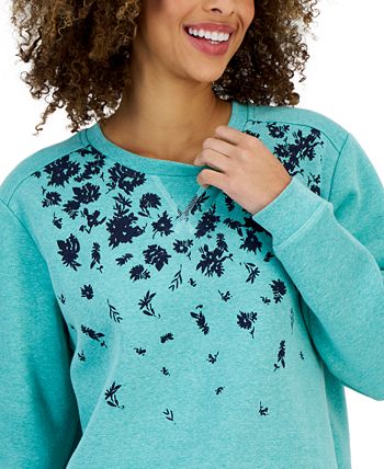Women's Floral-Print Fleece Sweatshirt, Created For Macy's Karen Scott Women's Floral-Print Fleece Sweatshirt, Created For Macy's -CeCe cloth-shop