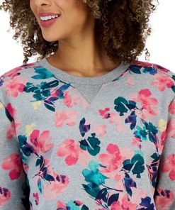 Karen Scott Women's Floral-Print Fleece Sweatshirt, Created For Macy's -CeCe cloth-shop 23197046 fpx