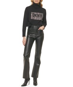 DKNY Jeans Women's Boreum Faux-Leather Flare Pants 3 DKNY Jeans Women's Boreum Faux-Leather Flare Pants -CeCe cloth-shop 23206201 fpx
