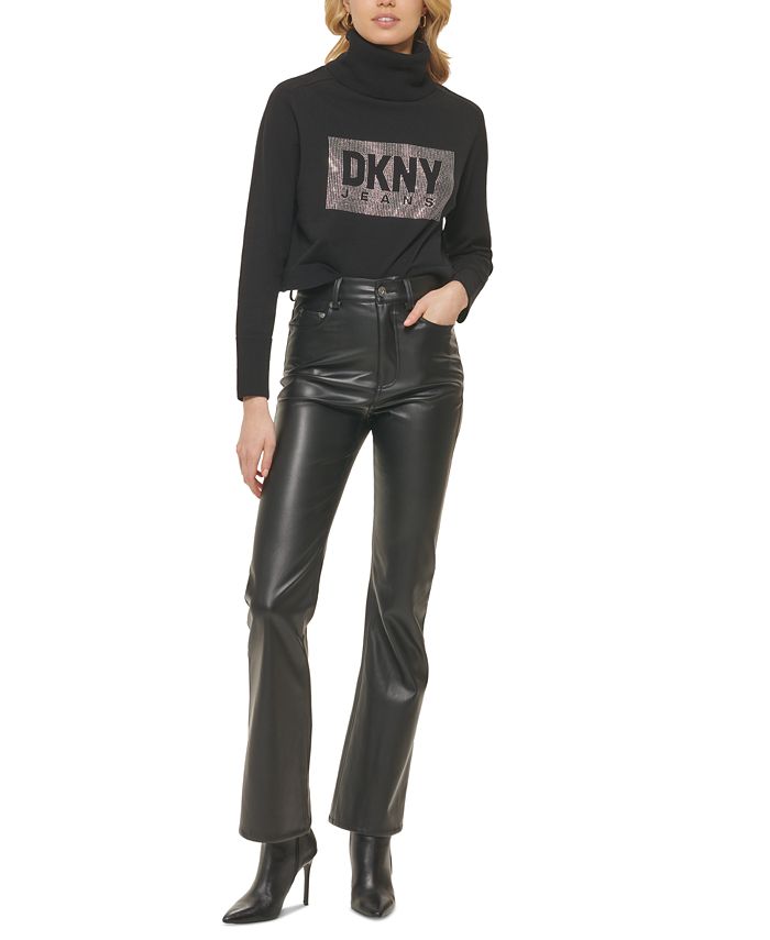 Women's Boreum Faux-Leather Flare Pants DKNY Jeans Women's Boreum Faux-Leather Flare Pants -CeCe cloth-shop