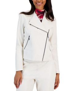 Anne Klein Women's Faux-Leather Zip-Front Moto Jacket 2 Anne Klein Women's Faux-Leather Zip-Front Moto Jacket -CeCe cloth-shop 23206684 fpx