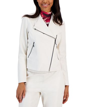 Women's Faux-Leather Zip-Front Moto Jacket Anne Klein Women's Faux-Leather Zip-Front Moto Jacket -CeCe cloth-shop