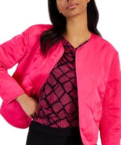 Anne Klein Women's Diamond-Quilted Collarless Jacket -CeCe cloth-shop 23206707 fpx