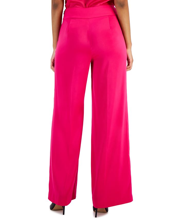 Anne Klein Montreal Satin High-Rise Side-Zip Wide-Leg Pants 4 Anne Klein Montreal Satin High-Rise Side-Zip Wide-Leg Pants - Image 4