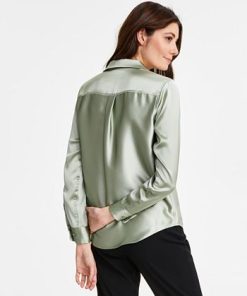 Alfani Women's Satin Collared Utility Blouse, Created For Macy's -CeCe cloth-shop 23214479 fpx