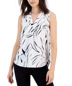 Alfani Women's Printed Satin Sleeveless V-Neck Top, Created For Macy's