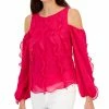 INC International Concepts Women's Ruffled Cold-Shoulder Top, Created For Macy's