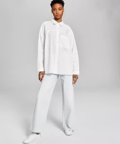 And Now This Women's Cotton Poplin Button-Up Shirt -CeCe cloth-shop 23247361 fpx