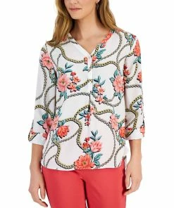 JM Collection Women's Gardenia-Print Utility Top, Created For Macy's