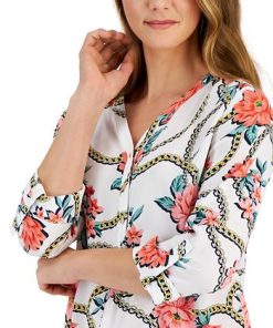 JM Collection Women's Gardenia-Print Utility Top, Created For Macy's -CeCe cloth-shop 23248420 fpx