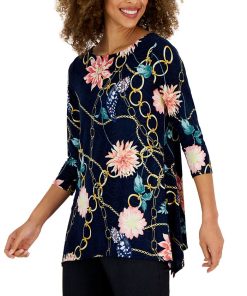 JM Collection Women's Boat-Neck 3/4-Sleeve Top, Created For Macy's