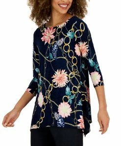 JM Collection Women's Boat-Neck 3/4-Sleeve Top, Created For Macy's