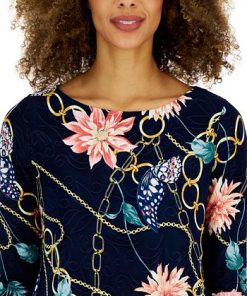 JM Collection Women's Boat-Neck 3/4-Sleeve Top, Created For Macy's -CeCe cloth-shop 23261554 fpx