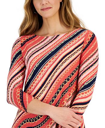 Women's Diagonal Chain-Print Top, Created For Macy's JM Collection Women's Diagonal Chain-Print Top, Created For Macy's -CeCe cloth-shop