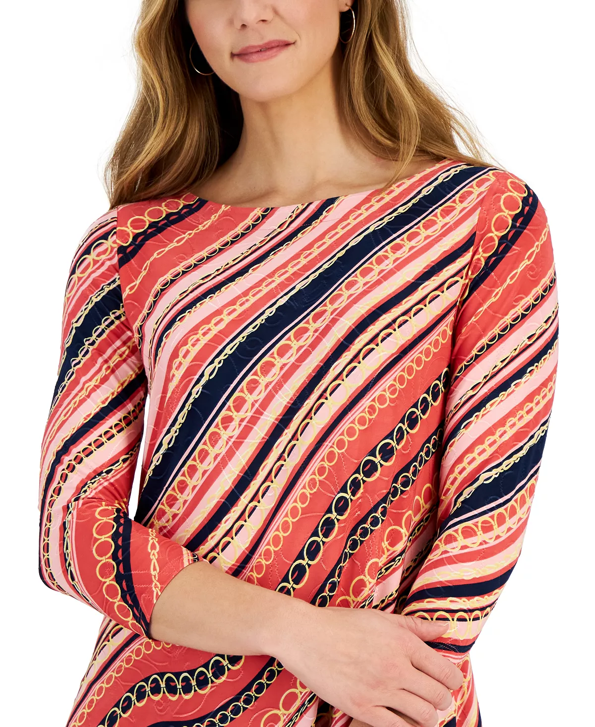 Women's Diagonal Chain-Print Top, Created For Macy's JM Collection Women's Diagonal Chain-Print Top, Created For Macy's -CeCe cloth-shop