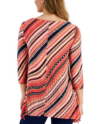 Women's Diagonal Chain-Print Top, Created For Macy's JM Collection Women's Diagonal Chain-Print Top, Created For Macy's -CeCe cloth-shop