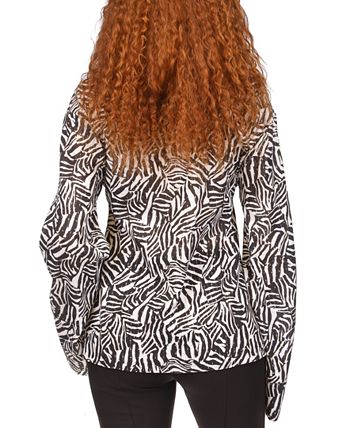 Women's Metallic Zebra-Print Tie Top Michael Kors Women's Metallic Zebra-Print Tie Top -CeCe cloth-shop