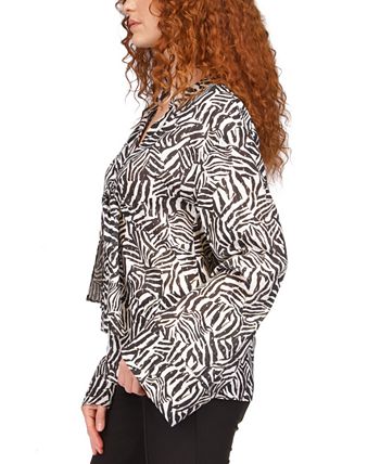 Women's Metallic Zebra-Print Tie Top Michael Kors Women's Metallic Zebra-Print Tie Top -CeCe cloth-shop