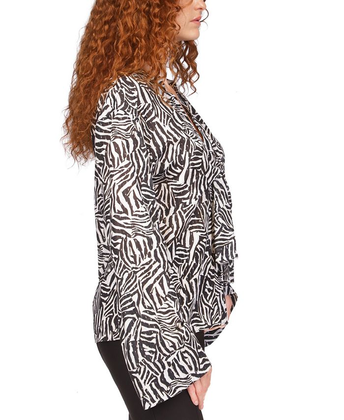Women's Metallic Zebra-Print Tie Top Michael Kors Women's Metallic Zebra-Print Tie Top -CeCe cloth-shop