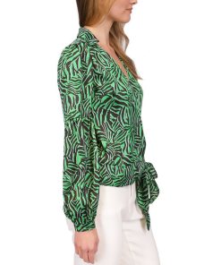 Michael Kors Women's Zebra-Print Wrap Top -CeCe cloth-shop 23261957 fpx