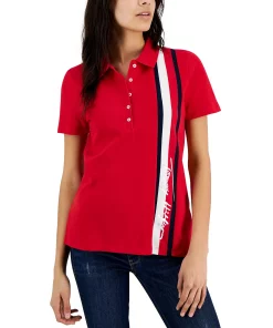 Tommy Hilfiger Women's Signature Stripe Polo Shirt -CeCe cloth-shop 23273268 fpx