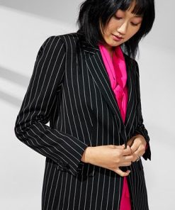 Anne Klein Women's Pinstripe Notched-Collar Jacket -CeCe cloth-shop 23275158 fpx