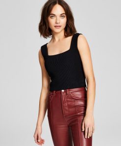 And Now This Women's Sleeveless Square-Neckline Ottoman Top