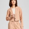 And Now This Women's Cropped Single Button Notched Collar Blazer