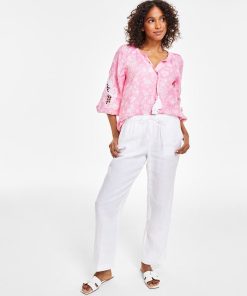Charter Club Women's Linen Drawstring Pants, Created For Macy's