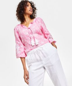 Charter Club Women's Linen Drawstring Pants, Created For Macy's -CeCe cloth-shop 23306876 fpx