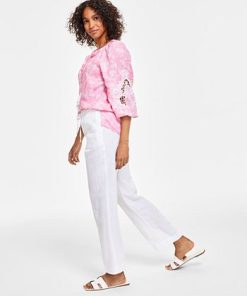 Charter Club Women's Linen Drawstring Pants, Created For Macy's -CeCe cloth-shop 23306878 fpx
