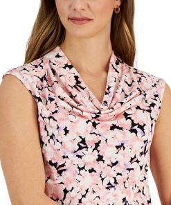 Kasper Women's Floral-Print Cowlneck Sleeveless Top -CeCe cloth-shop 23314513 fpx