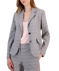 Kasper Women's Plaid Two-Button Notch-Collar Jacket -CeCe cloth-shop 23314628 fpx