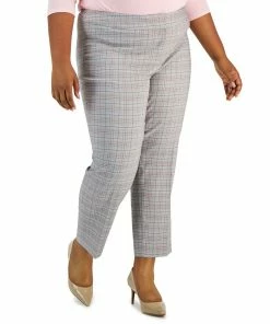 Kasper Plus Size Plaid Mid-Rise Straight-Leg Ankle Pants