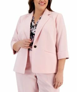 Kasper Plus Size 3/4-Sleeve Single-Button Blazer