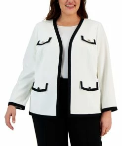 Kasper Plus Size Framed Four-Pocket Jacket