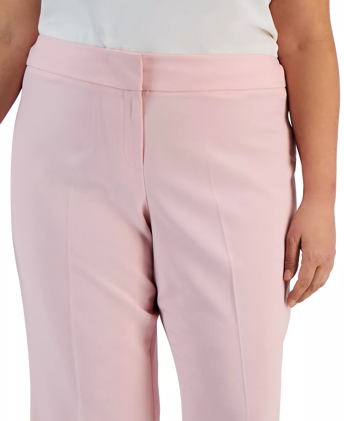Plus Size Stretch Crepe Mid-Rise Ankle Pants Kasper Plus Size Stretch Crepe Mid-Rise Ankle Pants -CeCe cloth-shop