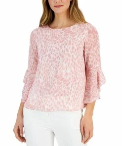 Kasper Women's Animal-Print 3/4-Bell Sleeve Blouse