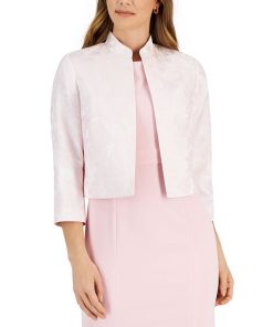 Kasper Women's Floral Jacquard Open-Front 3/4-Sleeve Jacket