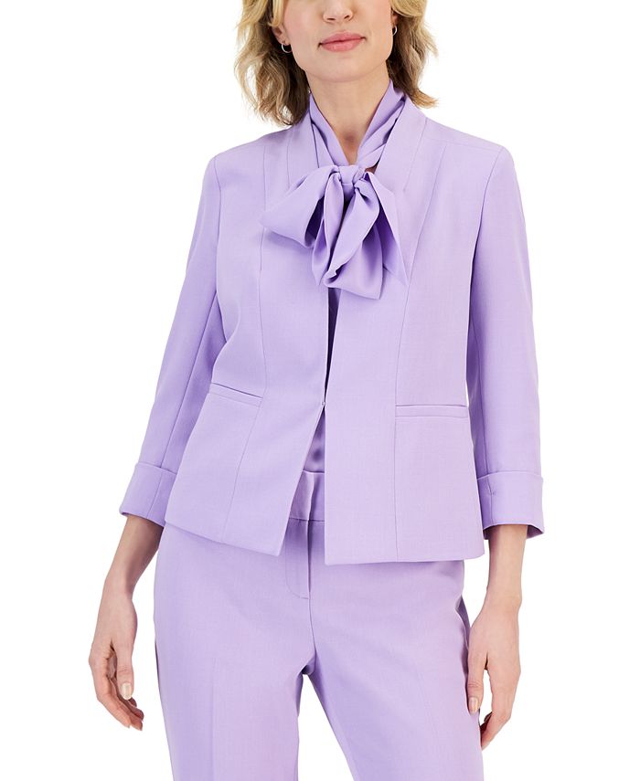Women's Crepe Kiss-Front Blazer Kasper Women's Crepe Kiss-Front Blazer -CeCe cloth-shop