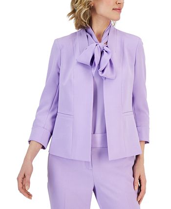 Women's Crepe Kiss-Front Blazer Kasper Women's Crepe Kiss-Front Blazer -CeCe cloth-shop
