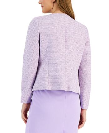 Women's Collarless Tweed Cardigan Open-Front Jacket Kasper Women's Collarless Tweed Cardigan Open-Front Jacket -CeCe cloth-shop