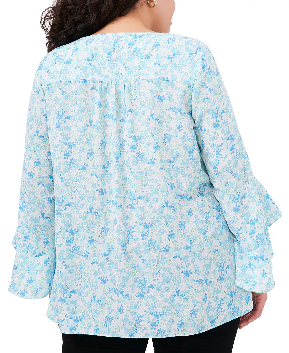 Vince Camuto Plus Size Printed Ruffle-Cuff 3/4-Sleeve Blouse 4 Vince Camuto Plus Size Printed Ruffle-Cuff 3/4-Sleeve Blouse - Image 4