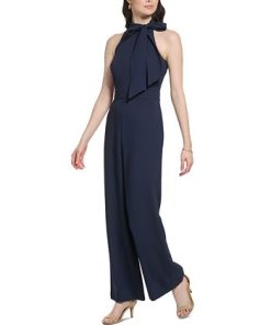 Vince Camuto Women's Signature Stretch Crepe Bow-Neck Halter Jumpsuit -CeCe cloth-shop 23326971 fpx