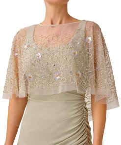 Adrianna Papell Women's Petal Beaded Cape