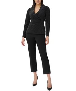 Adrianna Papell Women's Metallic-Knit Faux-Wrap Top 2 Adrianna Papell Women's Metallic-Knit Faux-Wrap Top -CeCe cloth-shop 23334507 fpx