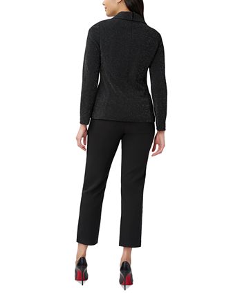 Women's Metallic-Knit Faux-Wrap Top Adrianna Papell Women's Metallic-Knit Faux-Wrap Top -CeCe cloth-shop