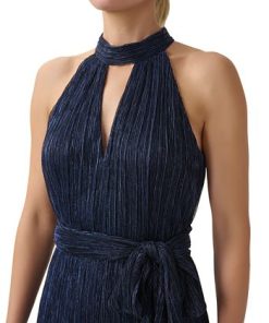 Adrianna Papell Women's Metallic Crinkled Jumpsuit 6 Adrianna Papell Women's Metallic Crinkled Jumpsuit -CeCe cloth-shop 23335298 fpx